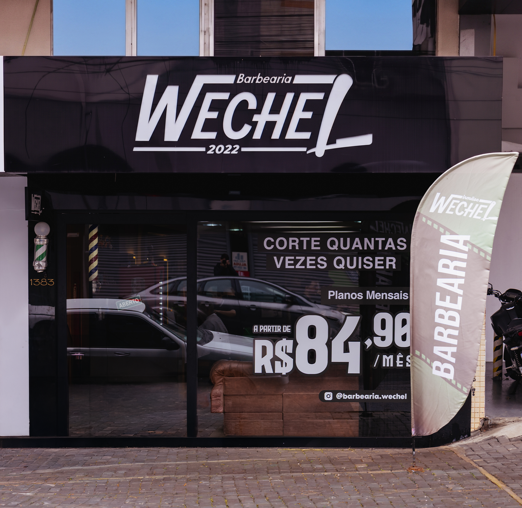 Fachada da Wechel Barbearia em Pato Branco